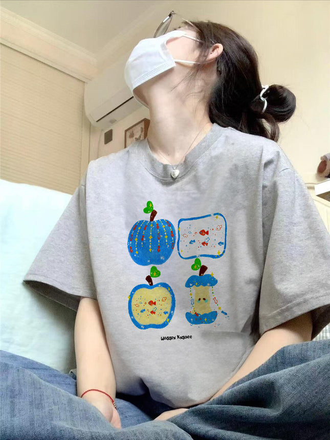 Pure Cotton Cream-Colored Short-Sleeve T-Shirt for Women, Summer 2026 New Design, Niche Style, Regular Shoulder, Loose Half-Sleeve Top, Trendy