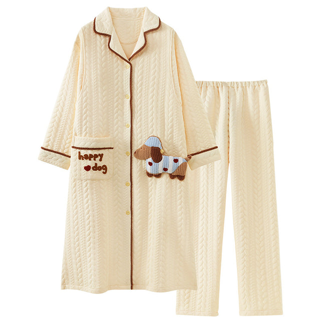 Yuezi Clothing with Chest Pad Autumn and Winter Air Cotton Thickened Warm Abdominal Pants Pregnant Women's Breastfeeding Skirt dress