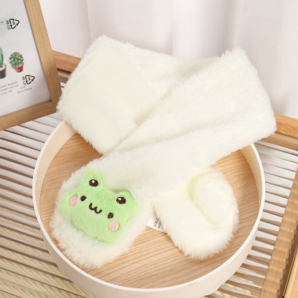 Children's Christmas Autumn and Winter Scarf Plush Warm Cute Cartoon Red New Year Festival Imitation Rabbit Fur Parent-Child Scarf