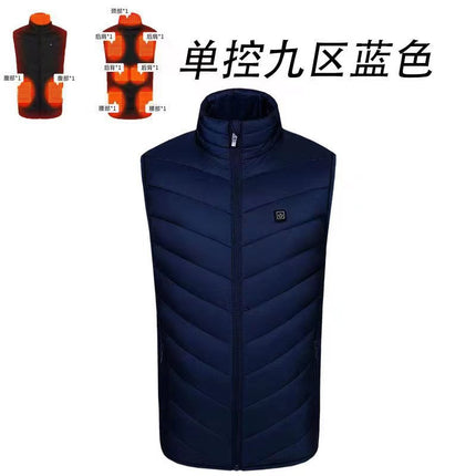 Factory Direct Sales Cross-Border New Smart Heating Vest Winter Constant Temperature Electric Heating Cotton Clothing Casual Stand-Up Collar Warm for Men and Women