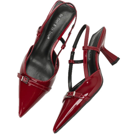 Summer New Style Light Luxury European and American Style Fashionable Temperament Simple Shallow Mouth Pointed Toe Stiletto High Heel Women's Casual Sandals