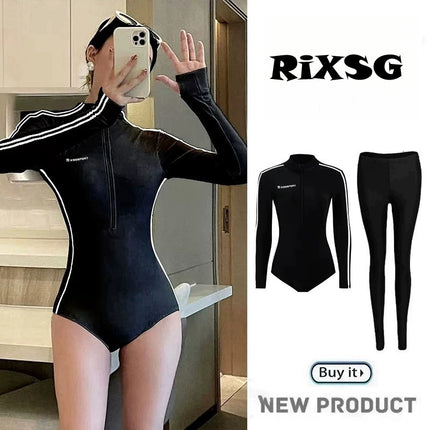 Cross-Border New Seaside Beach Wetsuit Long-Sleeved Pants Suit Sun Protection Quick-Drying Surfing Suit Hot Spring Swimsuit for Women