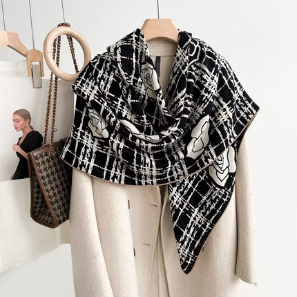 Spring and autumn texture silk wool scarf women's autumn and winter silk wool large square scarf warm shawl dual-purpose women's all-match temperament