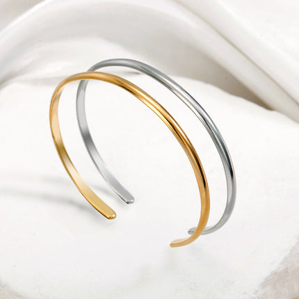 Cross-Border Fashion Personalized Electroplated Non-Fading Women's Bracelet with a Light Luxury and High-End Feel, Open Ring-Shaped Simple Bracelet