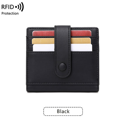 Compact and Portable Rfid Anti-Theft Brush Women's Short Wallet 2024 New Pure Color Pu Leather Buckle Card Holder Coin Purse
