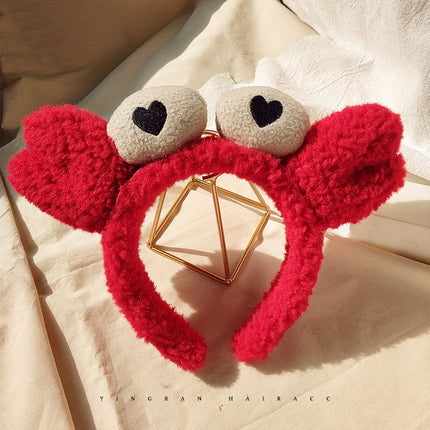 Korean Cartoon Red Crab Headband for Washing Face, Women's Hairband, Hair Clip, Hair Tie, Internet Celebrity Style Bangs