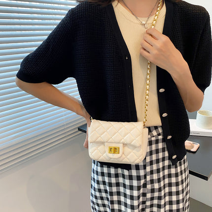 This Year's New Fashion Casual Simple Niche Popular Quilted Chain Lock Crossbody Shoulder Bag Mini Small Square Bag