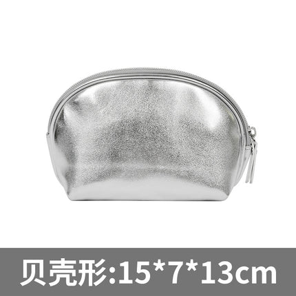 Cross-border Korean-style silver soft leather cosmetic bag three-piece women's wash bag high-grade waterproof women's cosmetic bag customization