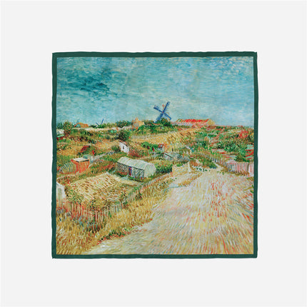53cm New Van Gogh Oil Painting Series Montmartre Vegetable Garden Twill Decorative Small Square Scarf Scarf Scarf