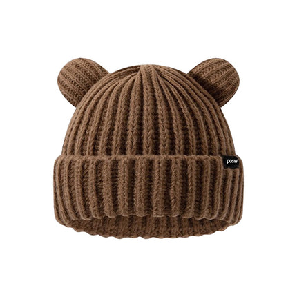 2025 New Cute Bear Knitted Hat Autumn and Winter Warm Face Small Knitted Hat Women Winter All-match Cold Protection