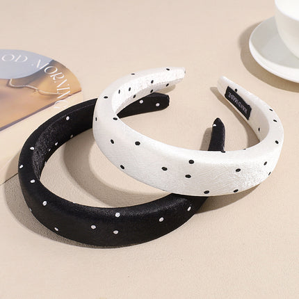 Sweet Polka Dot Series Hairpin Headband Women's New Headband High Crown High-End Satin Hair Press Face Wash Hair Bundle