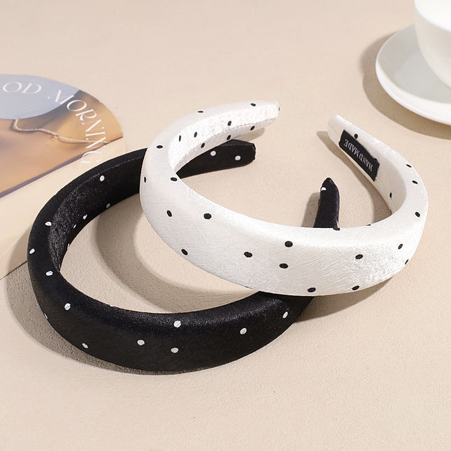 Sweet Polka Dot Series Hairpin Headband Women's New Headband High Crown High-End Satin Hair Press Face Wash Hair Bundle