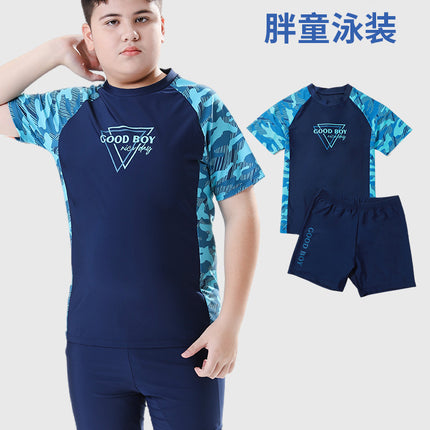 Children's Swimwear Boys' Big Children Split 2025 New Fat Children's Big Children's Hot Spring Swimming Trunks Youth Swimming suit