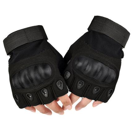 Men's Outdoor Half-Finger Gloves Carbon Fiber Shell Anti-Cut and Wear-Resistant Combat Sports Training Anti-Slip Tactical Gloves Special Forces