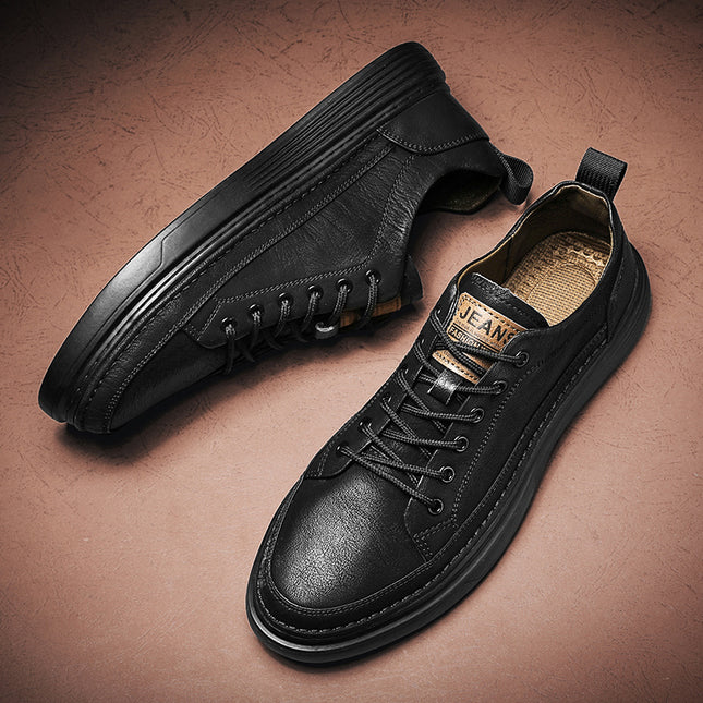 Men's Shoes Summer 2024 New Business Dress British Fashion Casual Sports Board Shoes Men's Black Leather Shoes