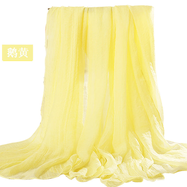 Simulated Silk Scarf Women's Long Oversized Red Gauze Scarf Sun Protection Shawl Beach Towel Catwalk Performance Pure Color Thin Section