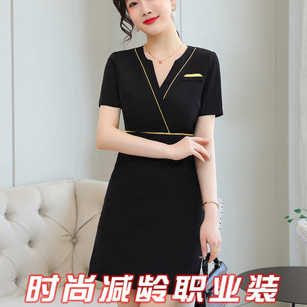 Business Wear dress 2023 Summer Women's Short-sleeved Temperament High-end Hotel Front Desk Beauty Salon Jewelry Shop Work Clothes