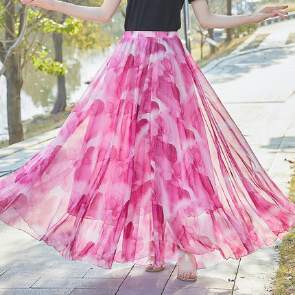 European and American Printed Skirt for Women Amazon 2025 Summer New Casual Seaside Vacation Long Skirt Skirt