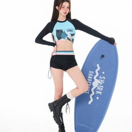 Swimsuit Women's Split Long-sleeved Student Hot Spring Swimsuit Sportswear Sun-proof Quick-drying Slight Fat Slimming Girls' Swimsuit