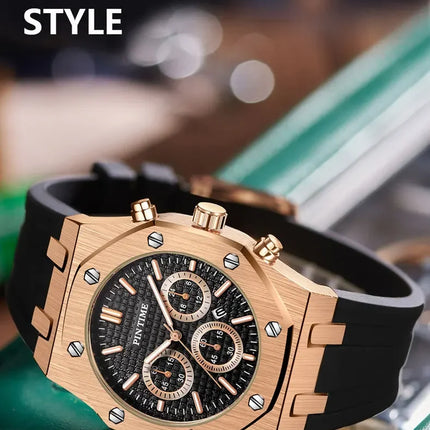 Foreign Trade Products: Men's Watch with Three Dials, Multi-Functional, Sports, Waterproof, Men's Fashion Casual Watch, Cross-Border Hot-Selling Item