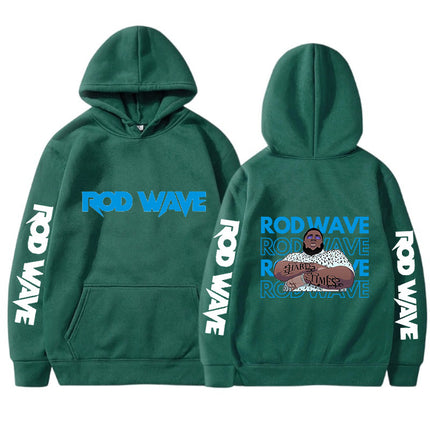 2023 Cross-Border New Product Rod Wave Series Front and Rear Lettering Peripheral Fashion Casual Hooded Sweatshirt