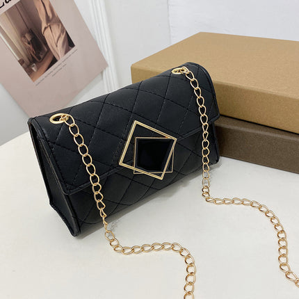 Women's Bag 2025 New Model Square Lock Chain Embroidered Small Square Bag Small Bag Fashion Style Mobile Phone Bag Cross-Border