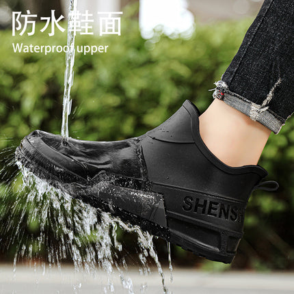 Short-Tube Rain Boots for Men, Non-Slip and Wear-Resistant, Suitable for Fishing and Water Activities, 2026 Men's Waterproof Kitchen Rain Boots, Beach Shoes