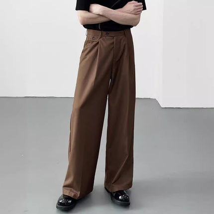 2024 Design New Style Dipped Casual Pants Men's Korean-style Non-ironing Loose Wide-leg Simple All-match Straight Pants