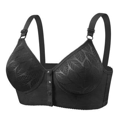 Cross-Border Large Size Middle-Aged Mother's Front Button Bra Push-Up Breathable and Comfortable Breast-Retracting Bra Without Rims