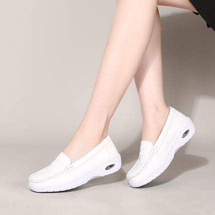 2025 new women's shoes air cushion nurse shoes women's shoes soft bottom breathable all-match flat shoes work small white shoes