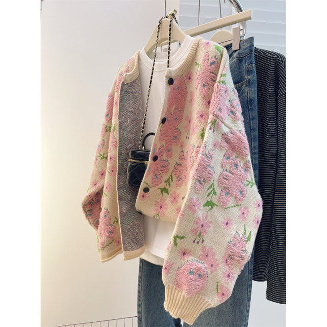 Chubby Girl plus size design soft Nuo sweater coat women's autumn and winter lazy wind loose slimming knitted cardigan sweater