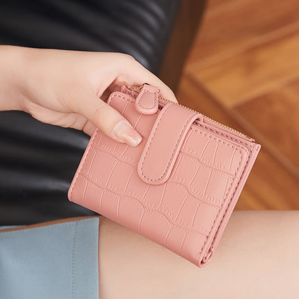 2026 New Style Fresh and Versatile Crocodile Pattern Women's Card Holder Korean Version Mini Portable Folding Short Coin Purse