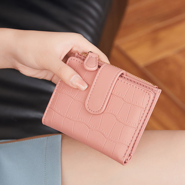 2026 New Style Fresh and Versatile Crocodile Pattern Women's Card Holder Korean Version Mini Portable Folding Short Coin Purse