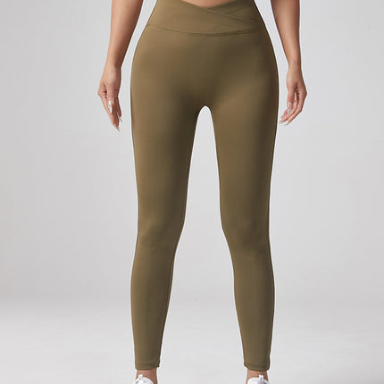 European and American Cross-Border V-Waist Yoga Elastic Leggings for Women, Peach Butt-Lifting Running Quick-Dry Yoga Pants with Cargo Pockets
