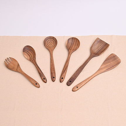 Paint-free Wax-free Wooden Cooking Spoon Shovel suit Kitchenware Long Handle Non-stick Pan Stir-frying Shovel Wooden Acacia Soup Spoon