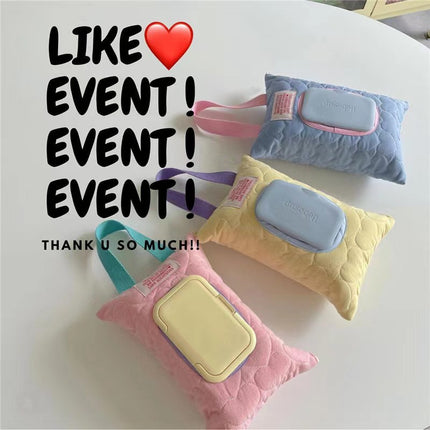 New Ins Macaron Color Wipes Storage Bag Car Tissue Bag Baby Stroller Wipes Hanging Bag