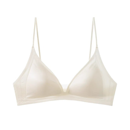 French Triangle Cup Spaghetti Strap Underwear Women's Summer Thin Seamless Liquid Foundation Skin Color Invisible Small Breast Summer Bra