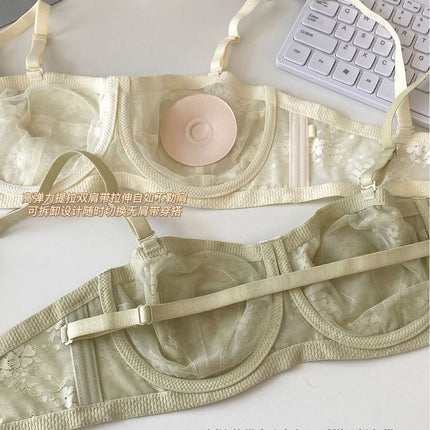 Pure Desire Ultra-thin Strapless Underwear Women's Big Chest Shaped Small Gather-up Paramilis Summer Ultra-thin Non-slip Beautiful Back Bra