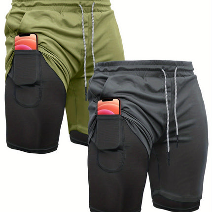 2 in 1 Running Shorts 2 in 1 Mens Running Shorts 2 Piece Cross-Border