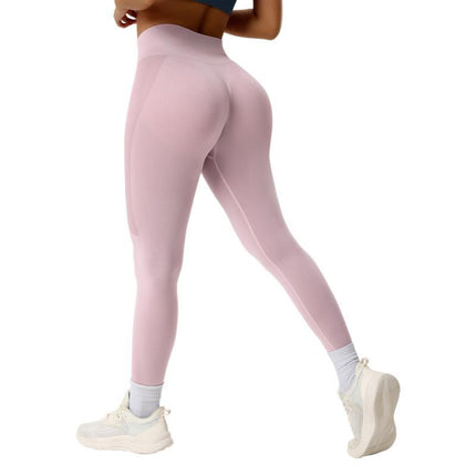 Butt-Lifting Seamless Fitness Pants Jacquard Tight Leggings Women's Cycling Running Sports Pants High-Waisted Tummy Control Yoga Pants Hip-Lifting