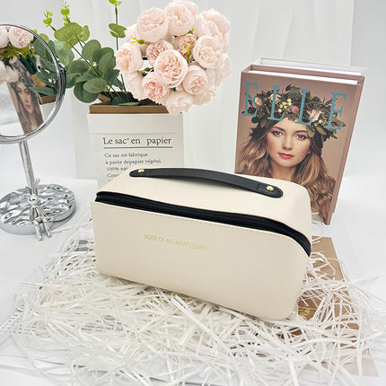 Cross-Border Cosmetic Bag, Toiletry Bag, Color-Blocked Pu Pillow Bag, Travel Portable High-Value Cosmetic Bag, Hand-Held Storage Bag