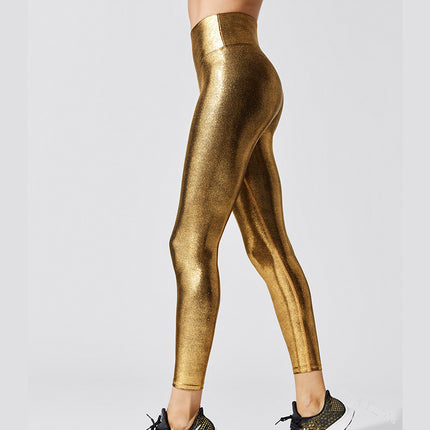 Ebay Amazon Cross-Border Yoga Pants New High-Waisted European Station Gold-Stamped Solid Color Casual Pants Pencil Pants Leggings