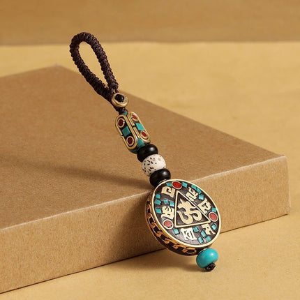 Nepal Retro Car Keychain Bodhi Pendant High-grade Ping An Brand Good Luck Creative Hanging Ornaments Handmade Chain for Men and Women