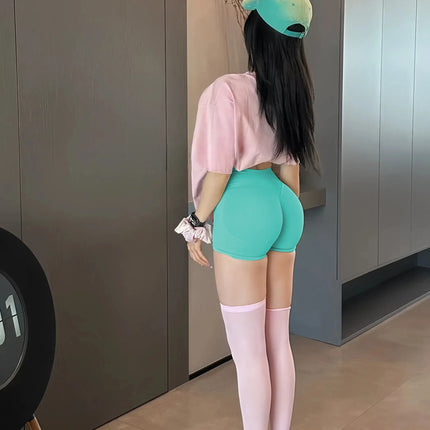 DFY Sports Belly Riding Tights Peach Hip Yoga Three-point Shorts Low Waist Tight Hip-lifting Sports Shorts