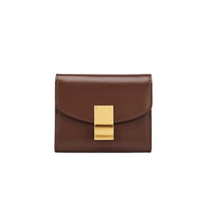 Cross-Border Women's Clutch Bag New Korean Style Small Square Bag Wallet Cowhide Tofu Bag Multi-Card Slot Money Clip Bag