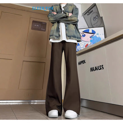 Summer New Trendy Loose Breathable Flared Dress Pants for Tall Men, Extended Length Casual Dress Pants