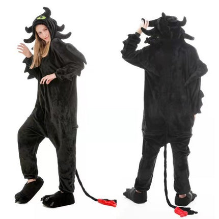 Autumn and Winter Flannel Dragon Training Cartoon Cheshire Cat Dinosaur Siaman Pajamas for Men and Women Tianma Home Clothes Clown Husky