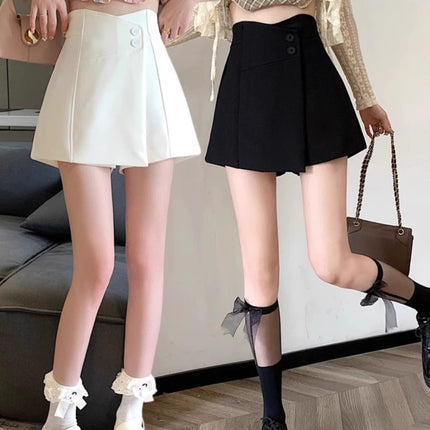 Shorts Women's 2024 Spring New Wide Leg Pants Korean Style High Waist Slimming A- shaped Pants Design Sense Casual Pants Skirt