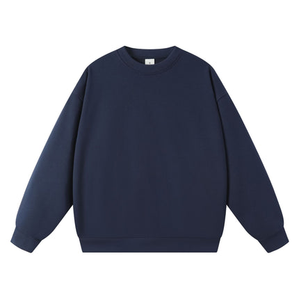 Trendy Brand Heavyweight 400g Terry Crewneck Sweatshirt Couple Pullover Autumn and Winter Thickened Coat Solid Color Loose Unisex Top