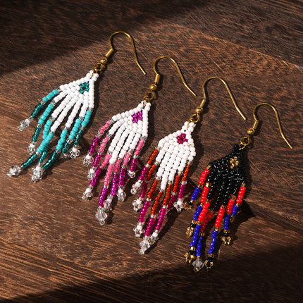 Gradient Long Tassel Earrings Women's European and American Bohemian Style Summer Holiday Girlfriend Gift Earrings Wholesale